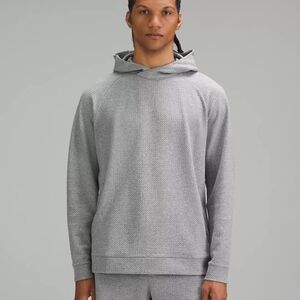 Lululemon Textured Double-Knit Cotton Hoodie Heathered Med Grey/Black Like New
